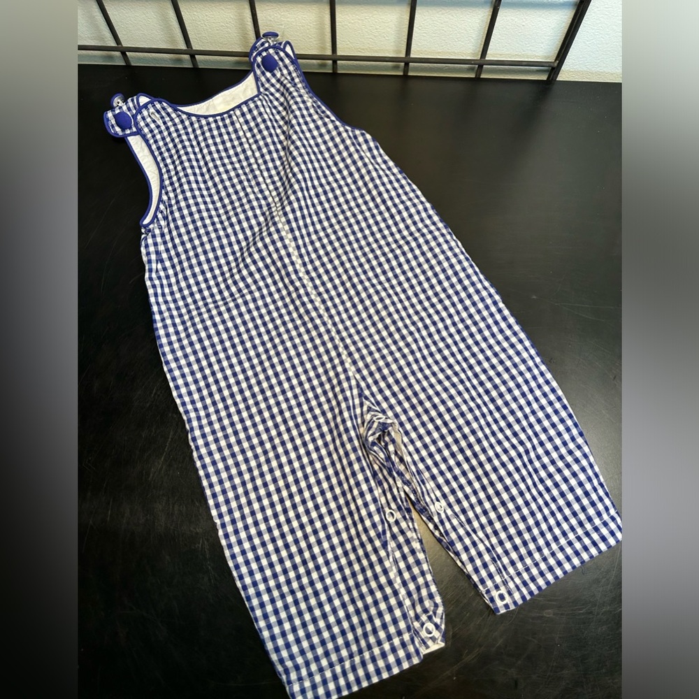 Boys overalls classic baby overalls 6-12 months blue gingham